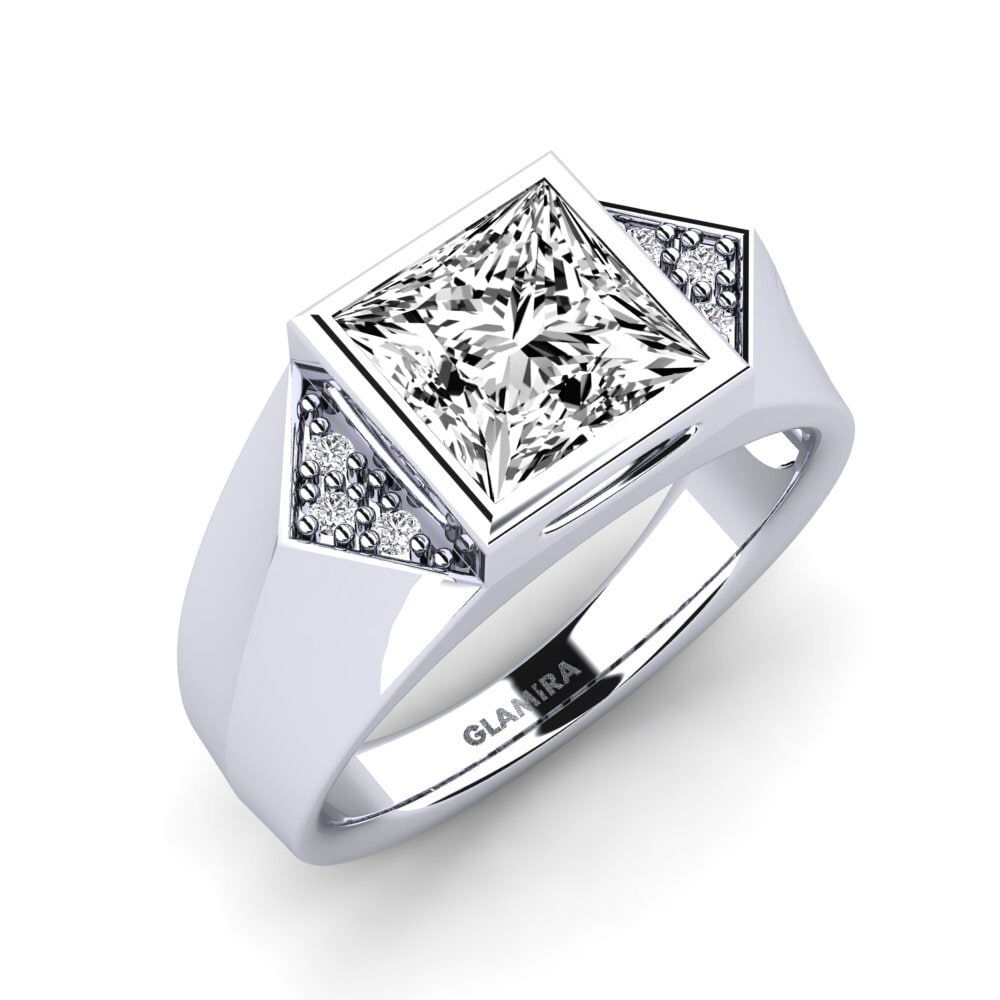 9ct White Gold Moissanite Men's Ring Shroomish