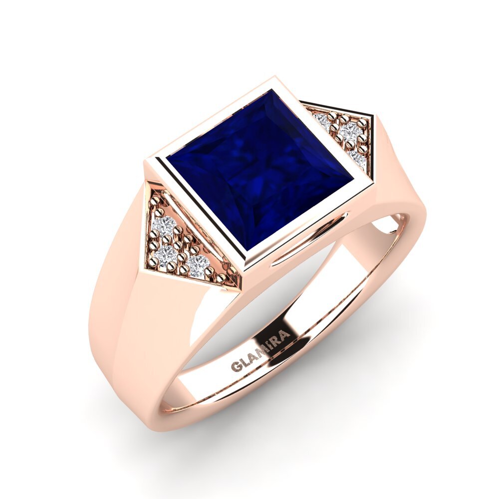 Oro Rosso 585 Zaffiro Anello da uomo Shroomish