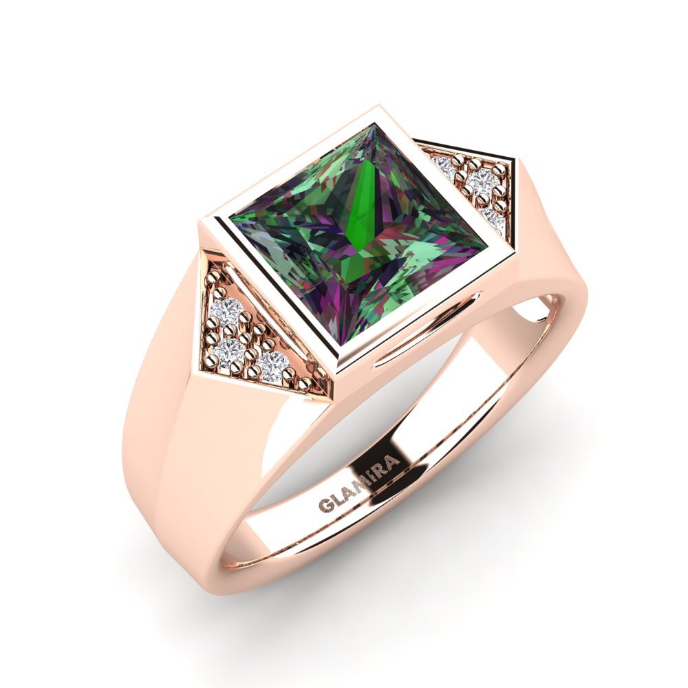 9ct Rose Gold Mystic Topaz Men's Ring Shroomish