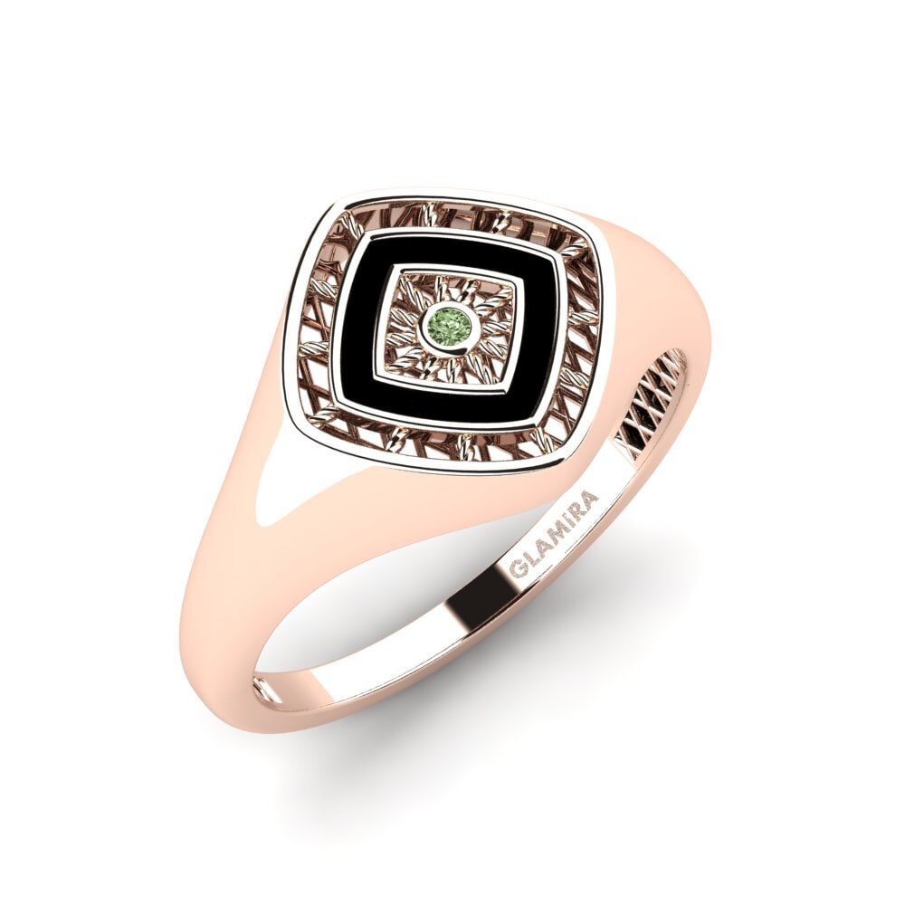 9ct Rose Gold Green Diamond Men's Ring Solfrid