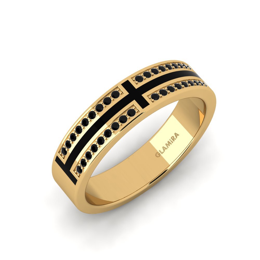 Oro Giallo 750 Onice Nero Anello da uomo Surrett