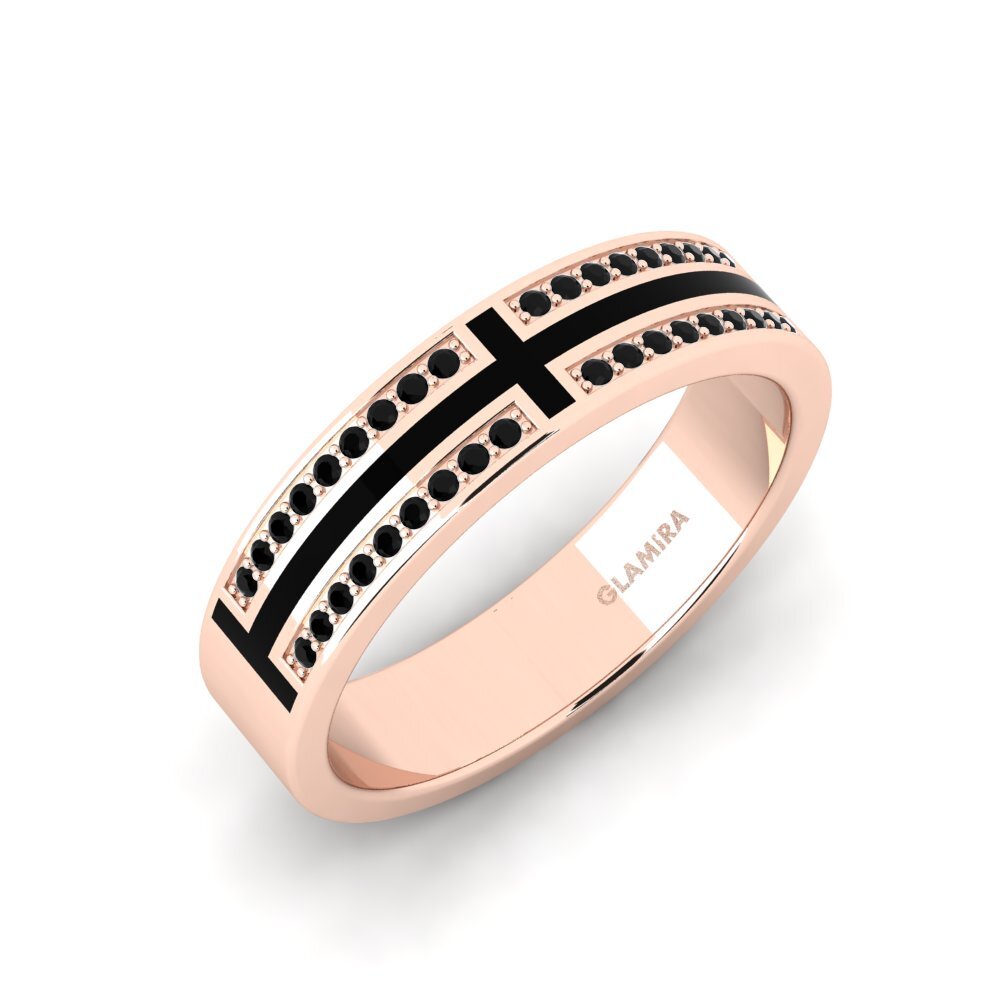 Oro Rosso 585 Diamante Nero Anello da uomo Surrett
