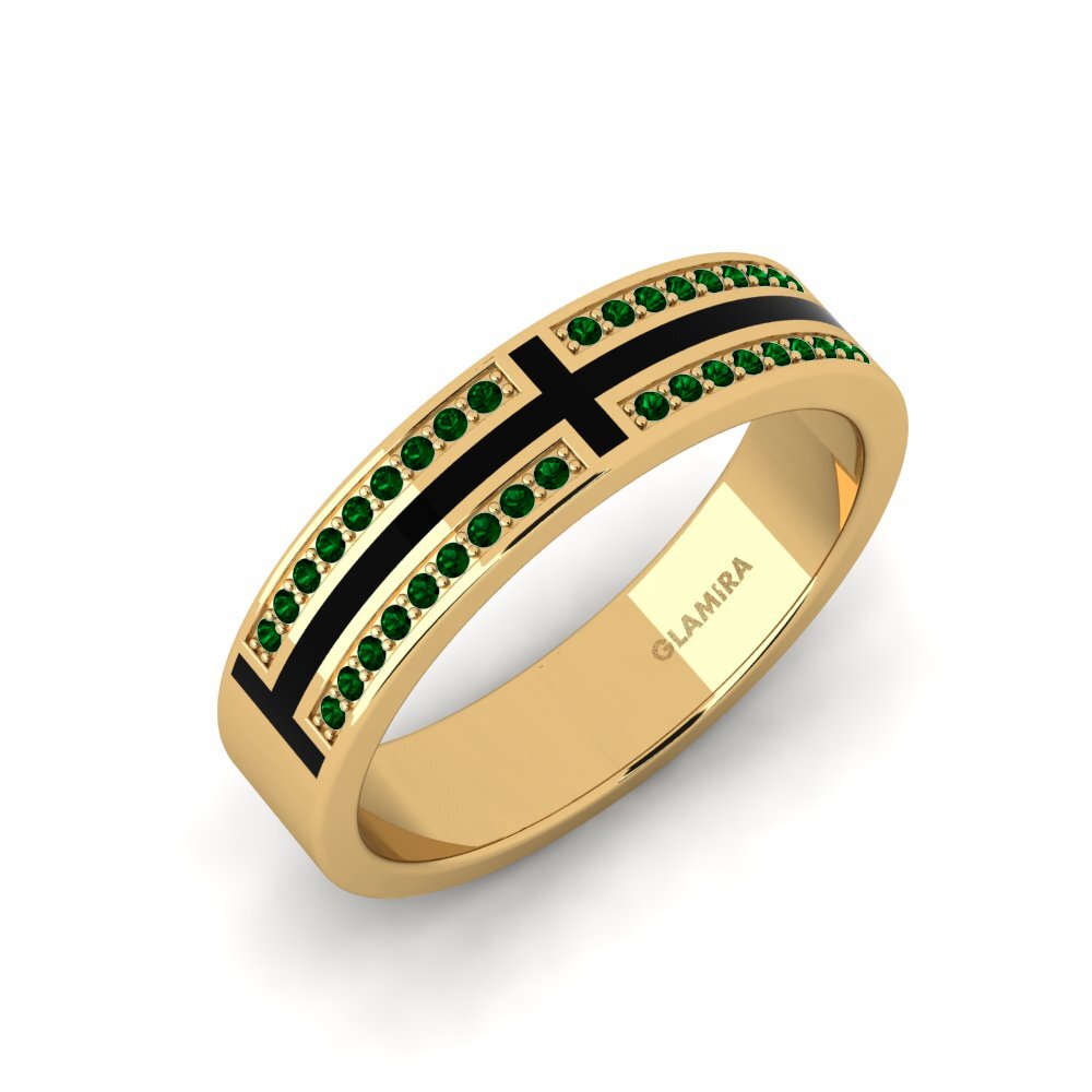Oro Giallo 750 Zircone Verde Anello da uomo Surrett