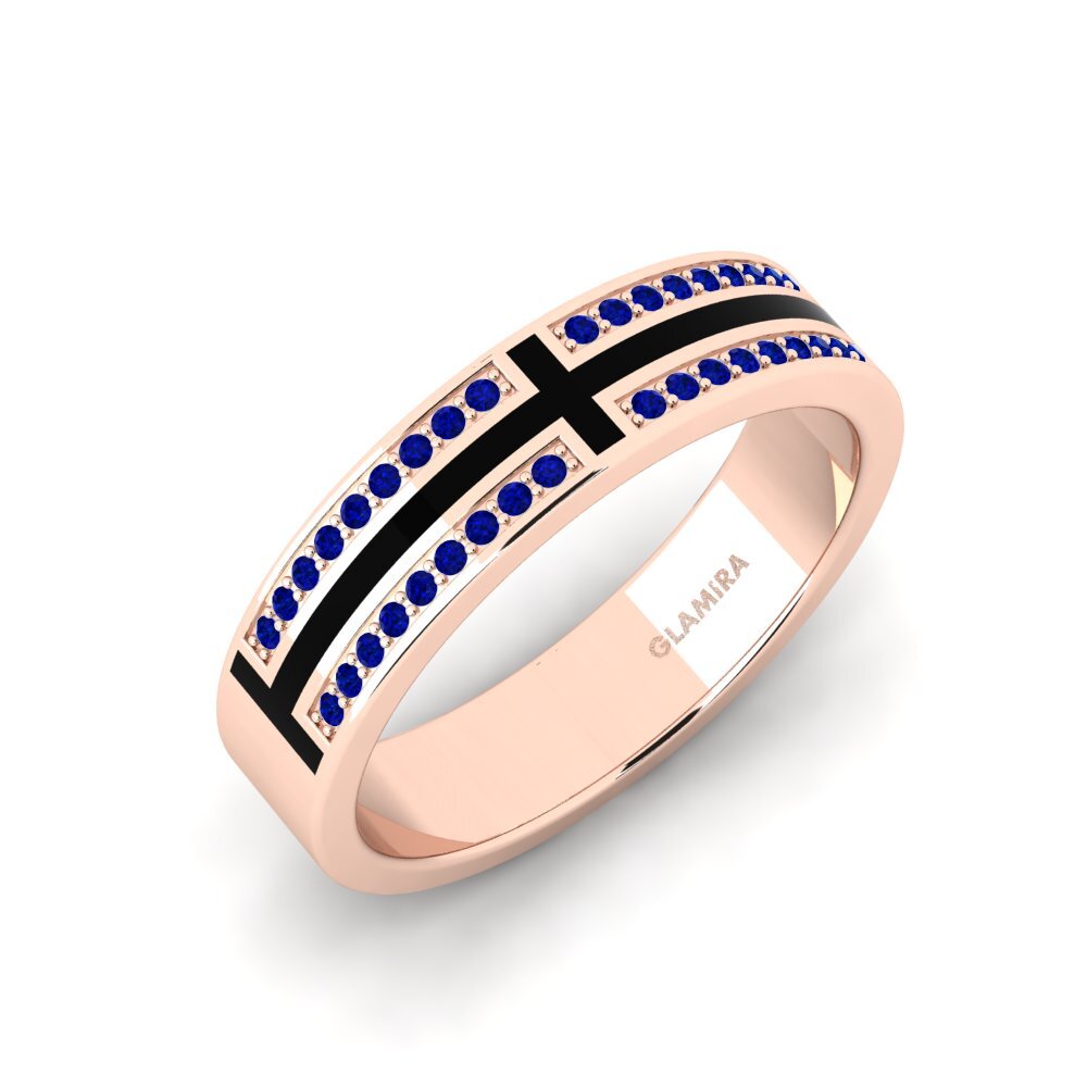 Oro Rosso 750 Zaffiro Anello da uomo Surrett