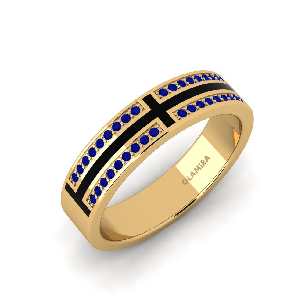 Oro Giallo 750 Zaffiro Anello da uomo Surrett