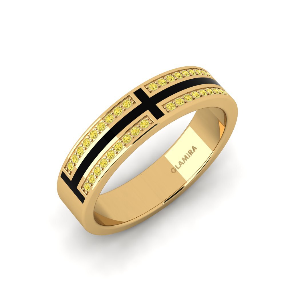 Oro Giallo 585 Zaffiro Giallo Anello da uomo Surrett