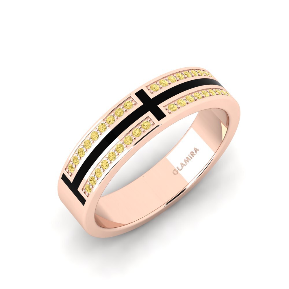Oro Rosso 750 Diamante Giallo Anello da uomo Surrett