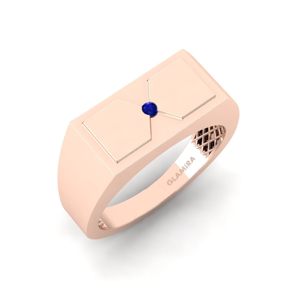 Oro Rosso 750 Zaffiro Anello da uomo Warden
