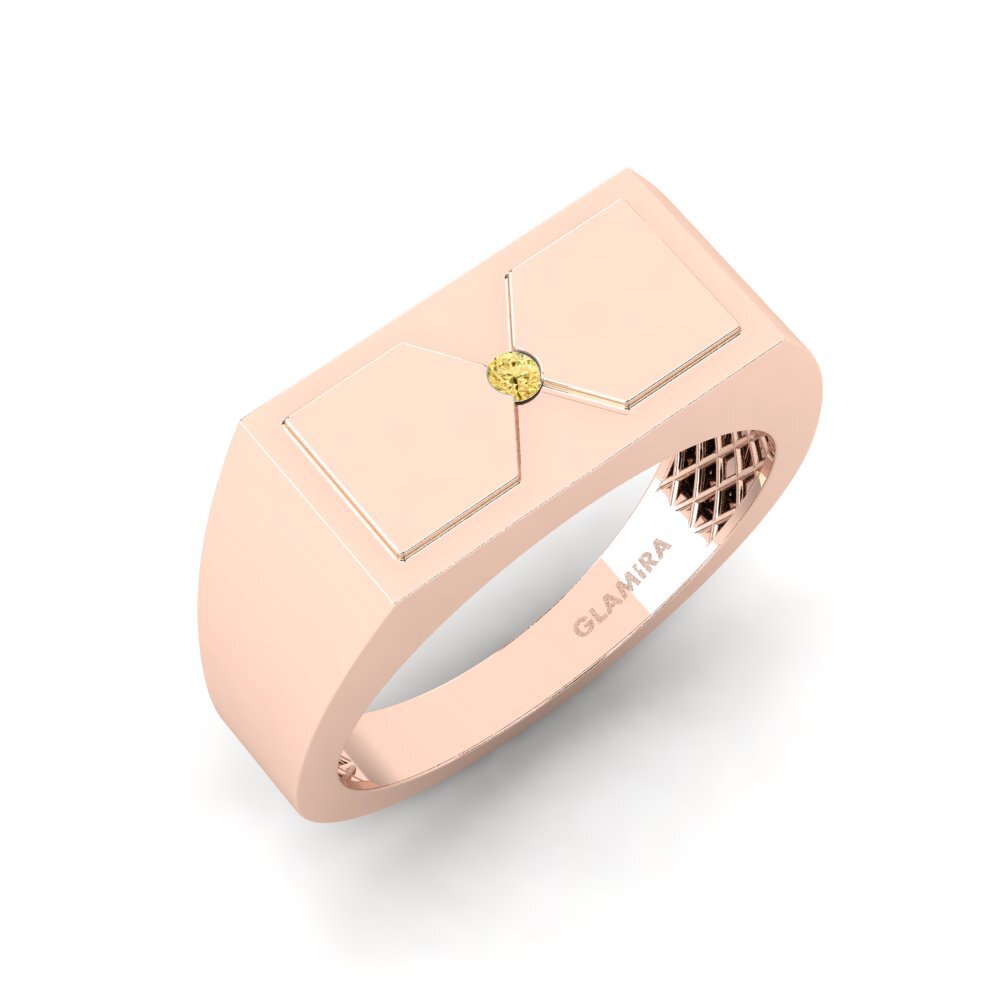 Oro Rosso 750 Diamante Giallo Anello da uomo Warden