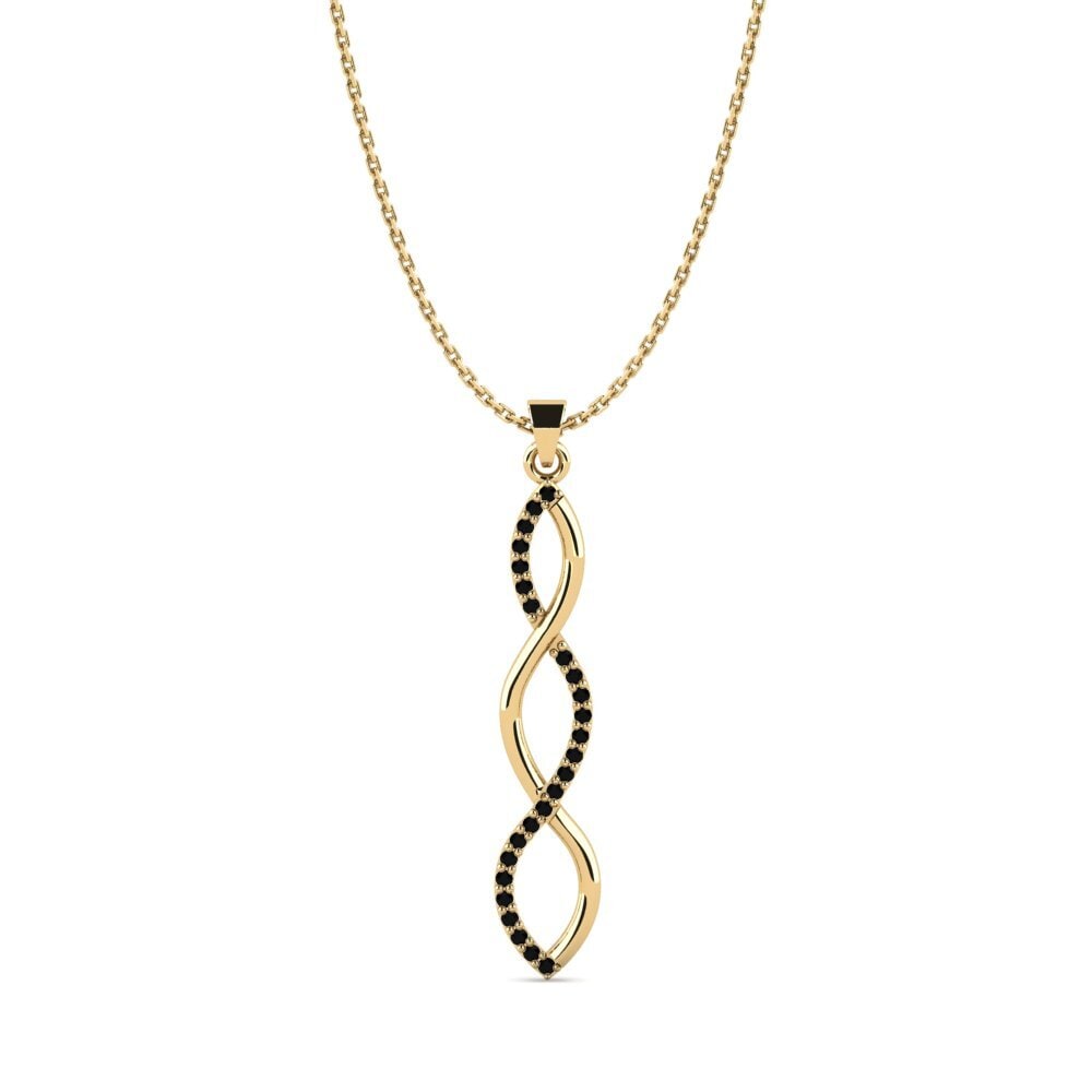 14k Yellow Gold Black Sapphire Women's Pendant Zena