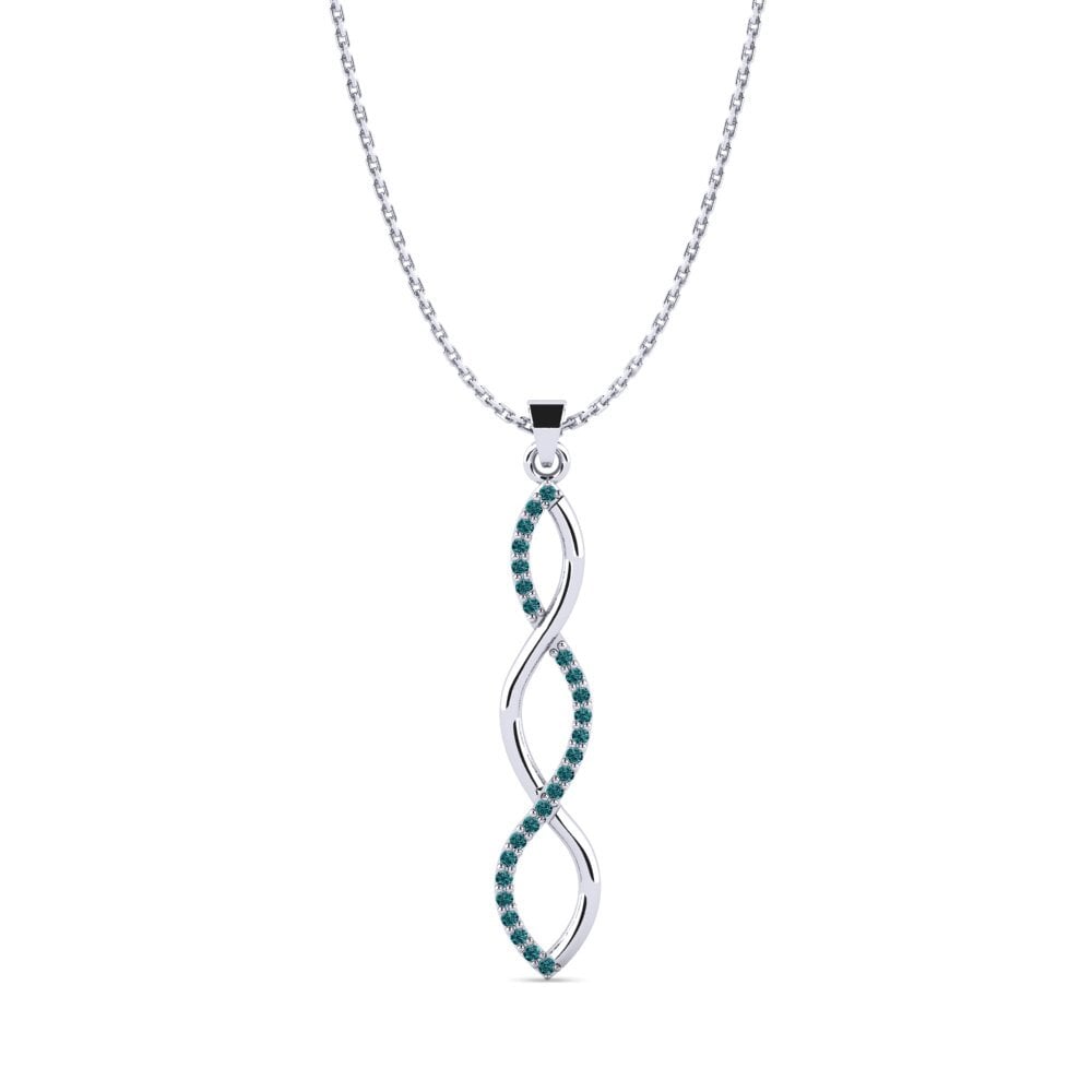 950 Platin Blauer Diamant Damen anhänger Zena