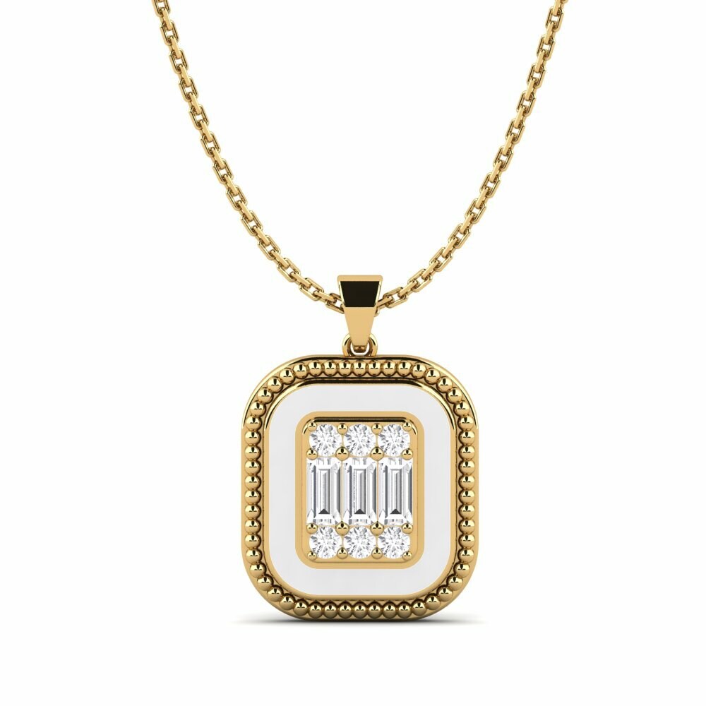 Vàng 9K Đá Sapphire Trắng Mặt dây chuyền nữ Alefkantra