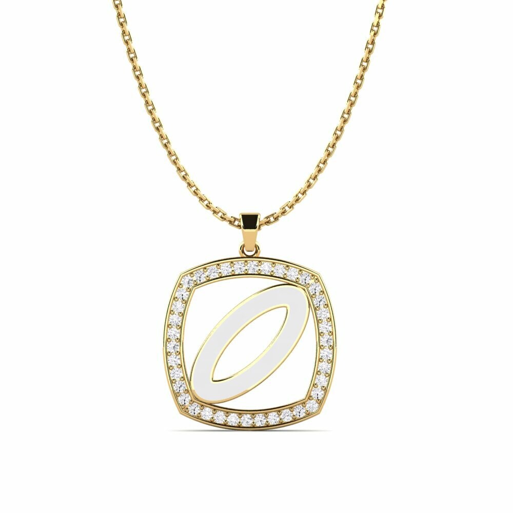 Vàng 9K Đá Sapphire Trắng Mặt dây chuyền nữ Amnestie