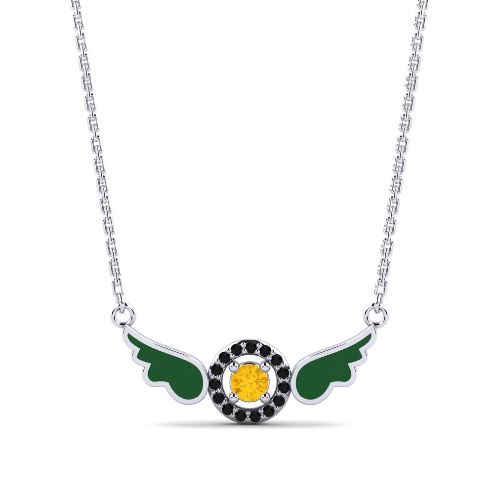 Citrine Women's Necklace Crane
