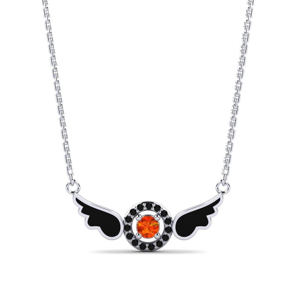 Orangefarbener Saphir Damen halskette Crane