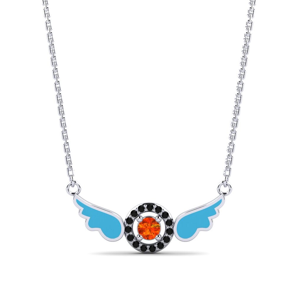 Orange Sapphire Women's Necklace Crane