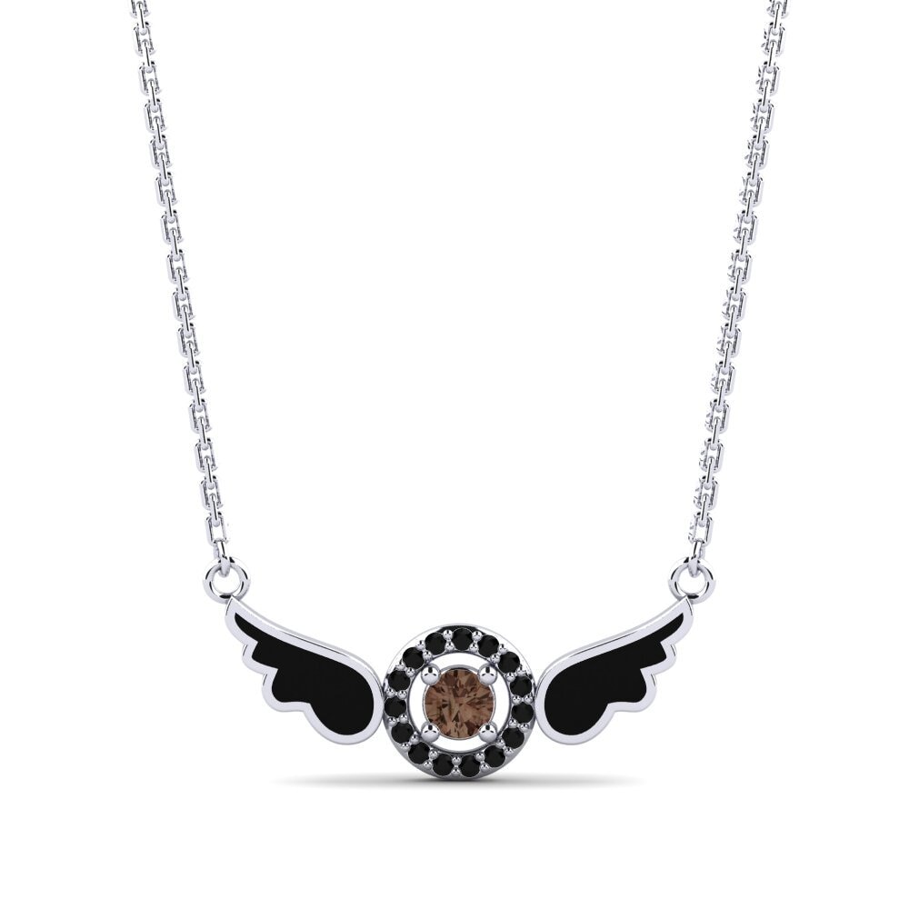 Smoky Quartz Women's Necklace Crane