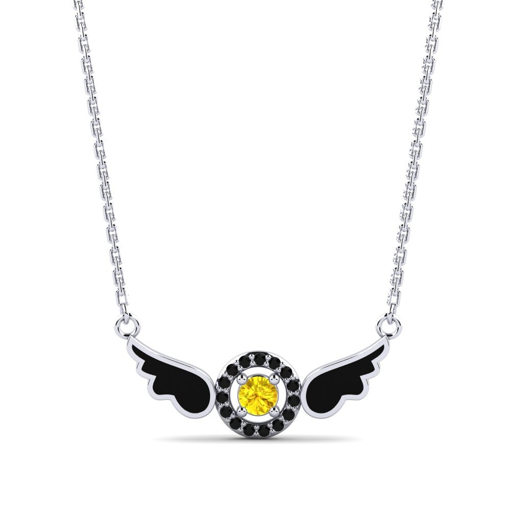 Yellow Sapphire Women's Necklace Crane