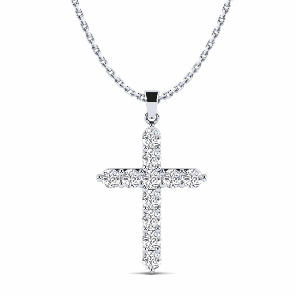 Cross Necklaces Kyuso 585 White Gold Diamond