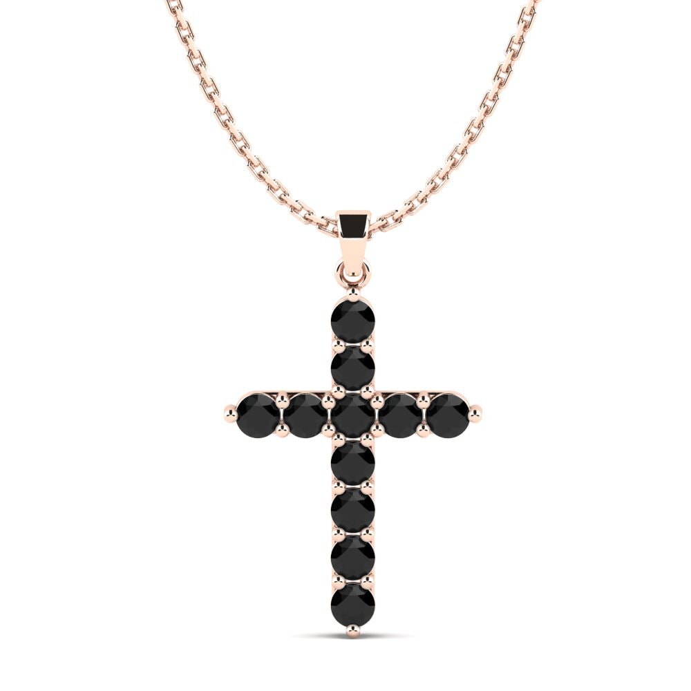 14ct Rose Gold Black Sapphire Women's Pendant Kyuso