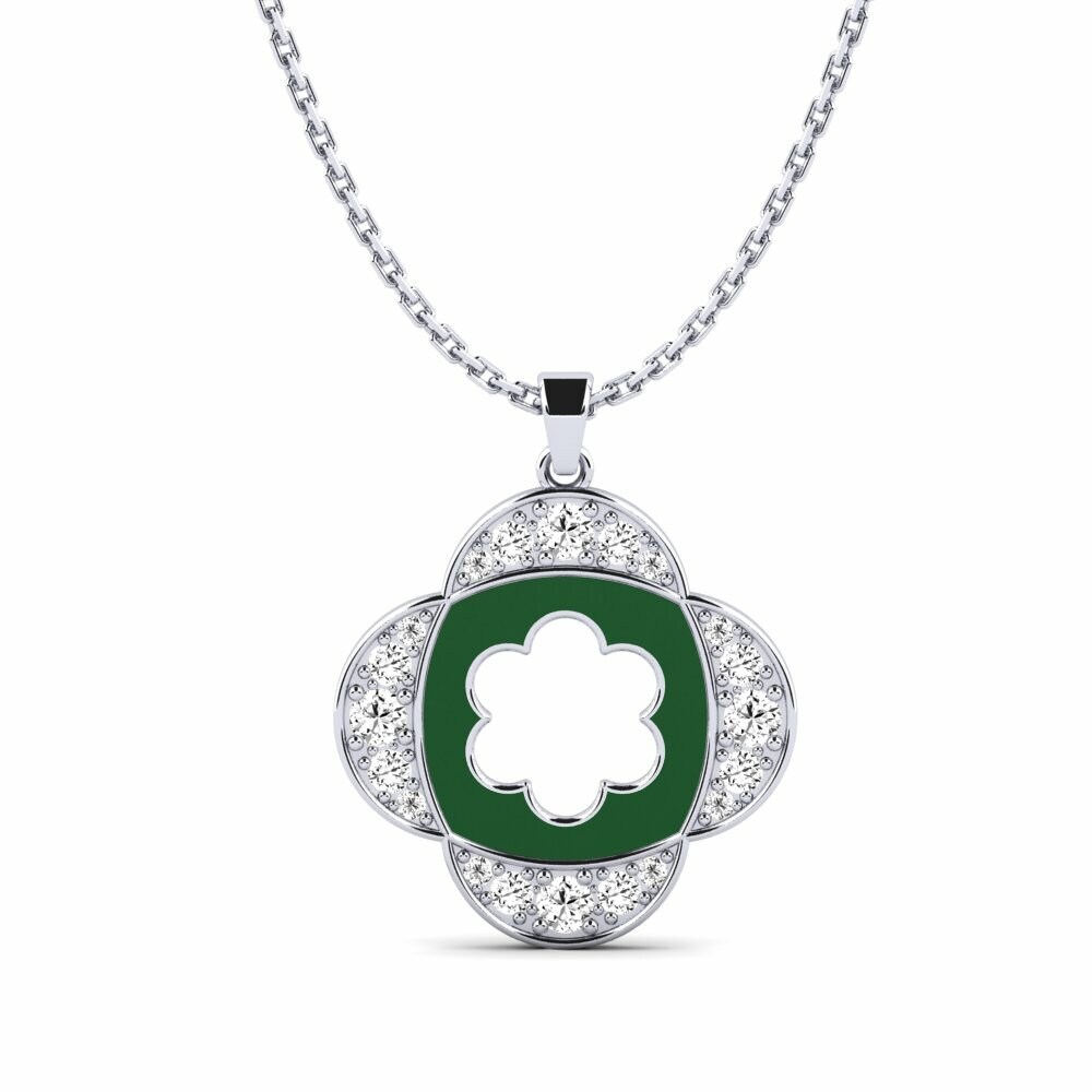 Vàng Trắng 14K Tròn Đá Moissanite Mặt dây chuyền nữ Lopissa