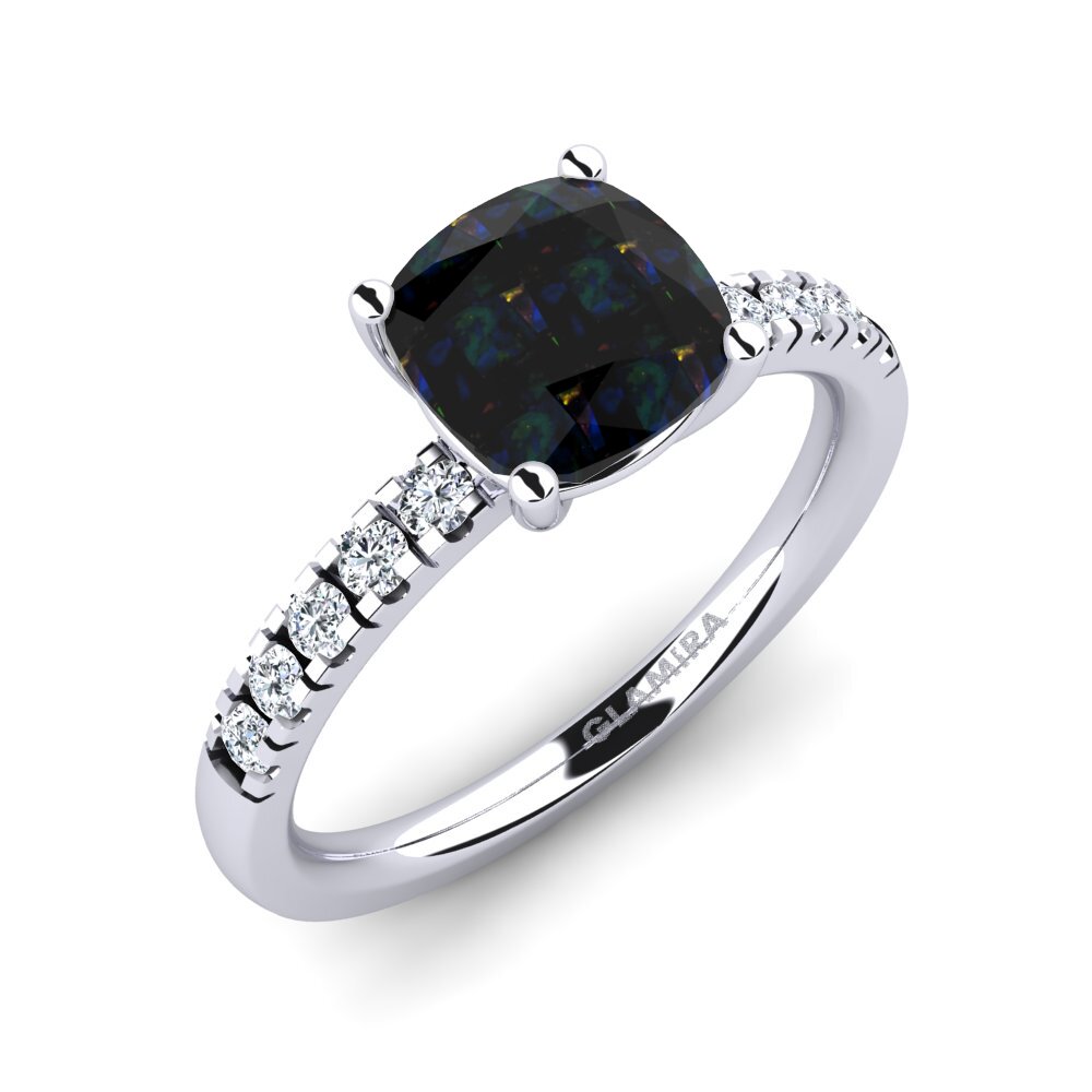 950 Platinum Black Opal Engagement Ring Allison