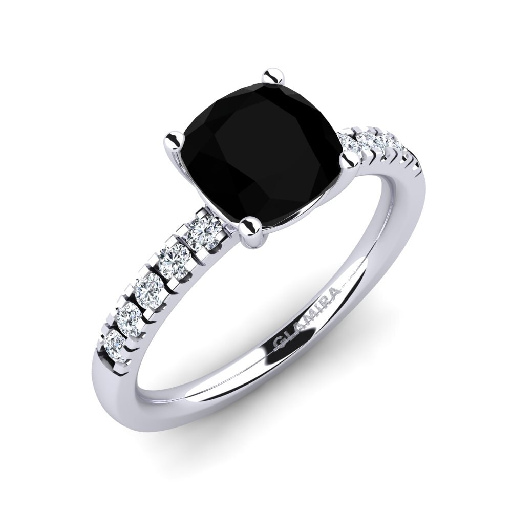 Cushion Black Diamond Engagement Ring Allison