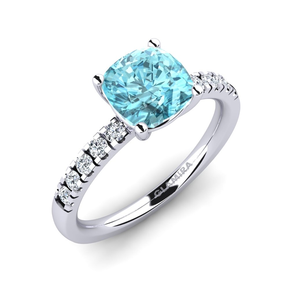 950 Platinum Blue Zircon Engagement Ring Allison