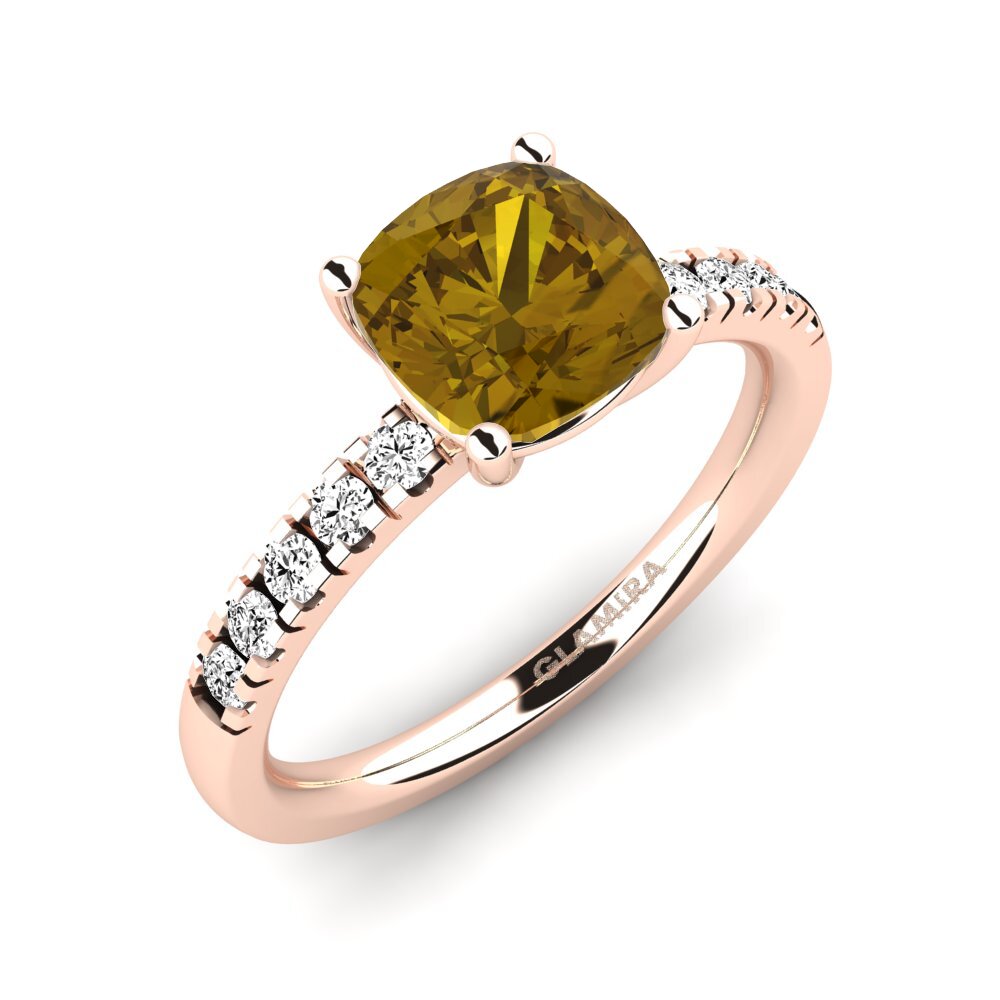 Vàng Hồng 9K Đá Zircon Nâu Nhẫn đính hôn Allison
