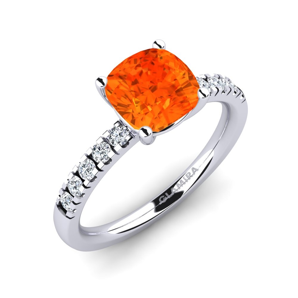 9ct White Gold Fire Opal Engagement Ring Allison