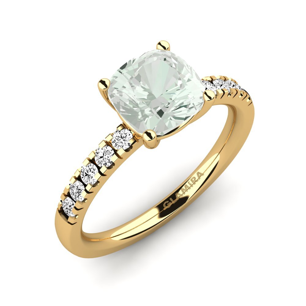 14ct Yellow Gold Green Amethyst Engagement Ring Allison