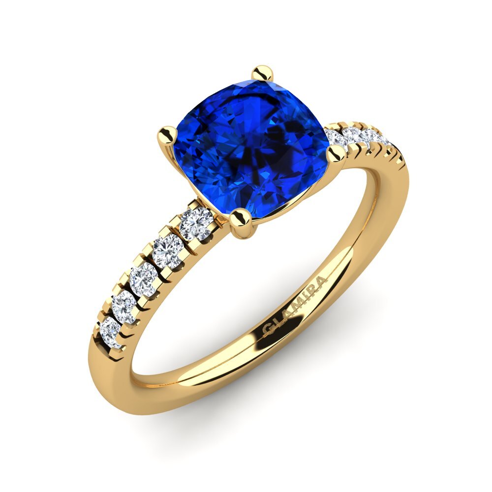 14ct Yellow Gold Sapphire (Lab Created) Engagement Ring Allison