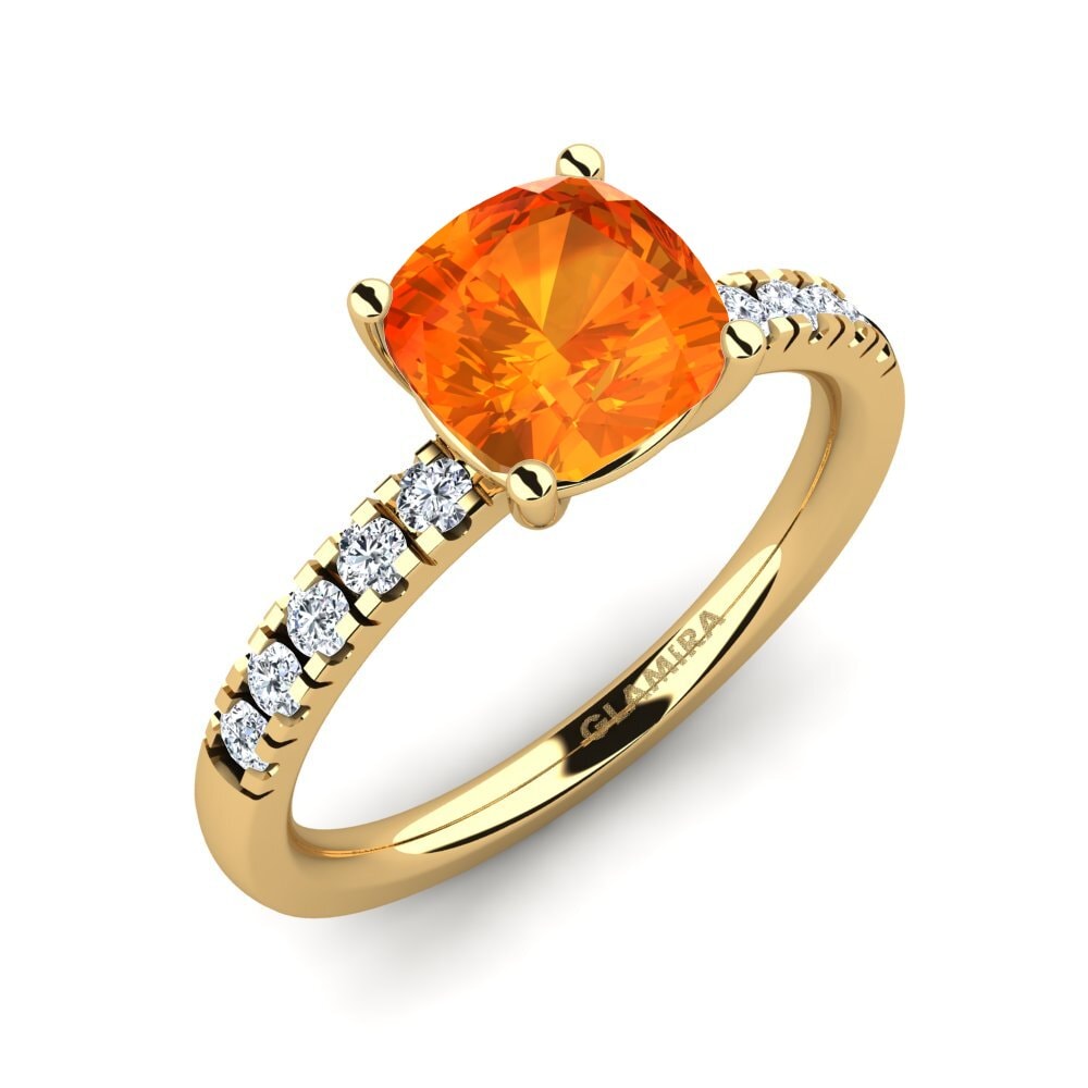 14ct Yellow Gold Orange Sapphire Engagement Ring Allison