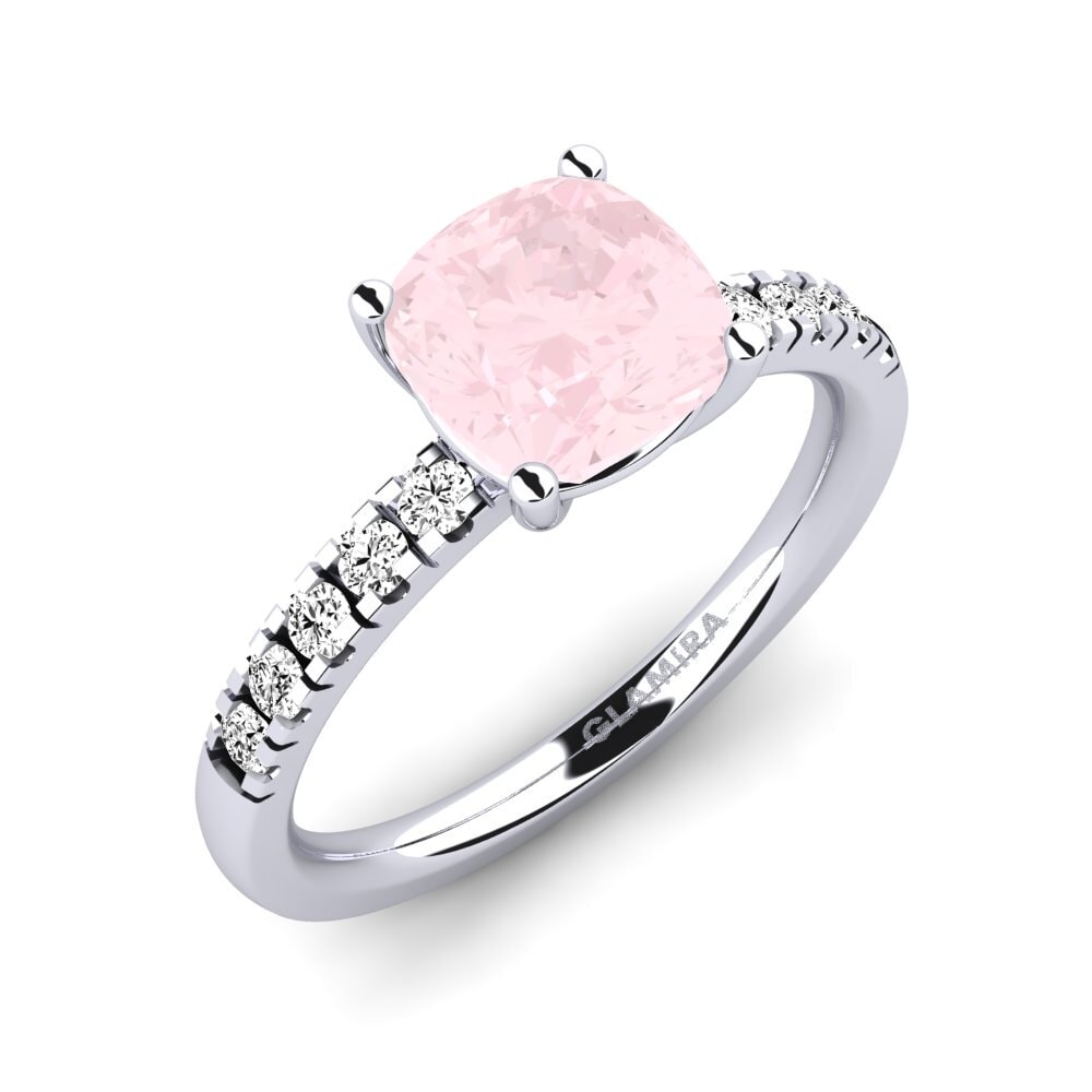 18ct White Gold Rose Quartz Engagement Ring Allison
