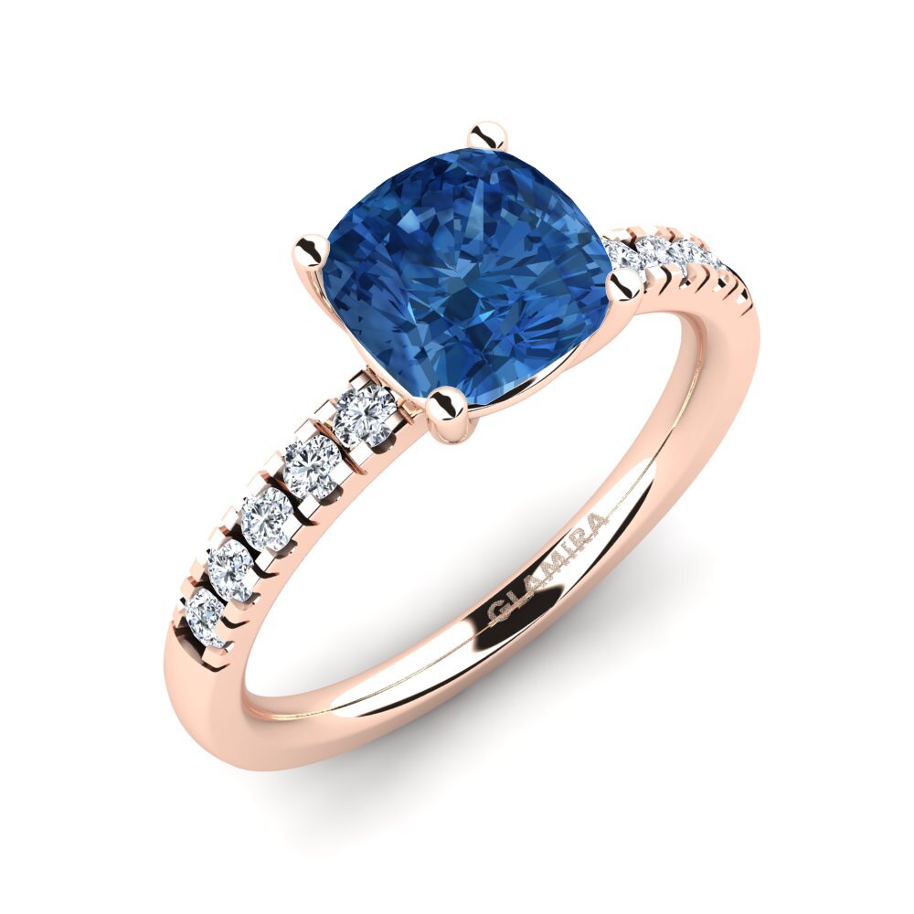 14ct Rose Gold Dark Blue Zirconia Engagement Ring Allison