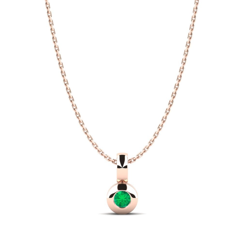 14K Rose Gold Emerald Pendant Angela