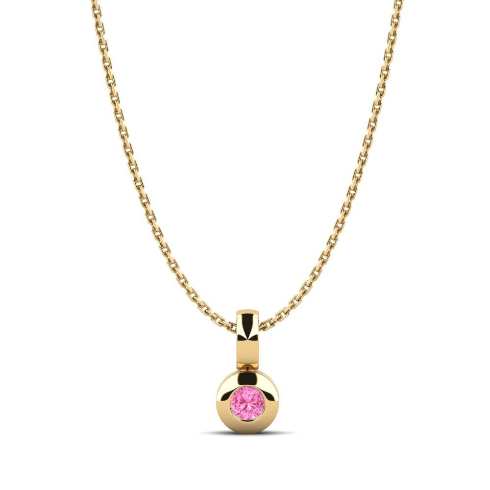 14k Yellow Gold Pink Sapphire Women's Pendant Angela