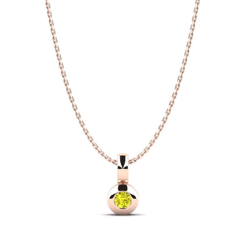 14ct Rose Gold Yellow Diamond Women's Pendant Angela