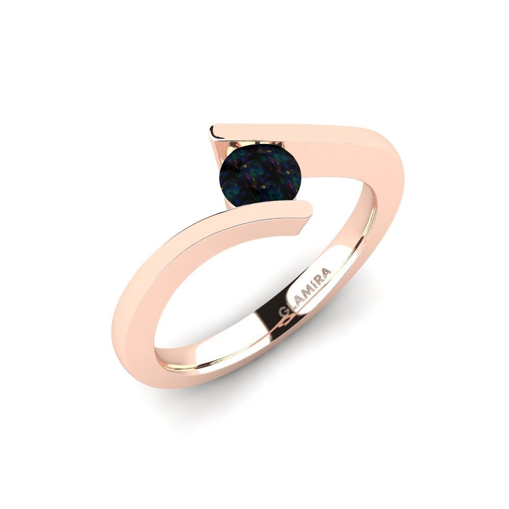 18k Oro Rosa Opalo Negro Anillo de compromiso Storm