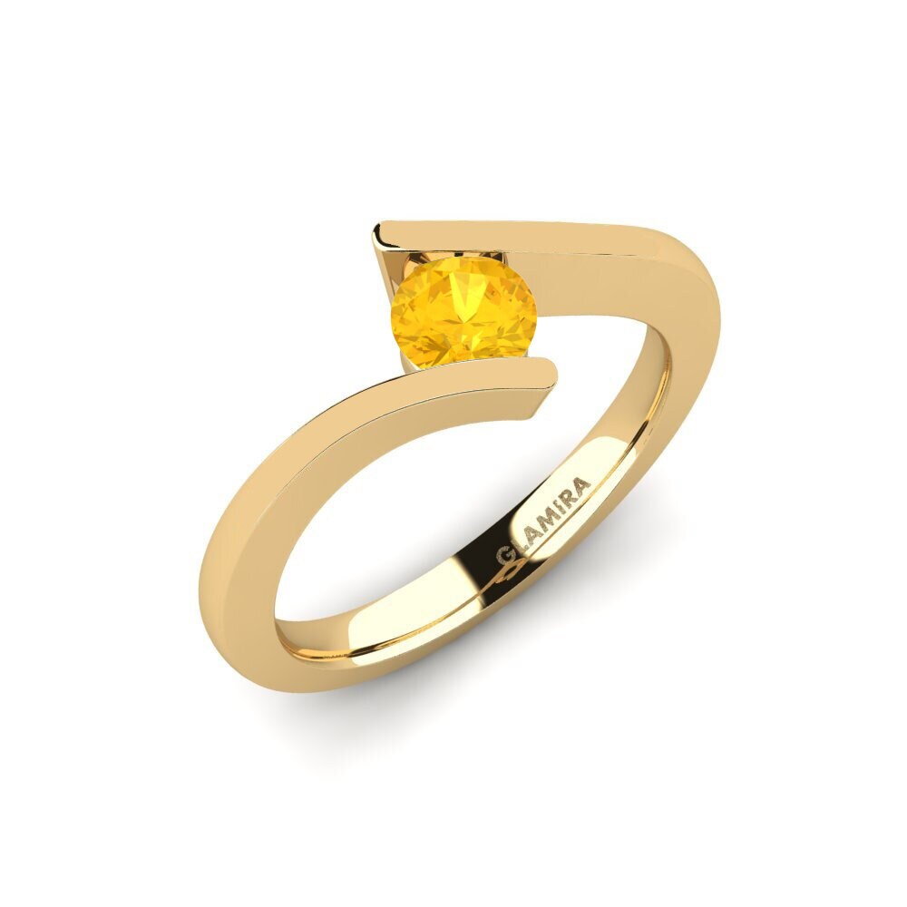 18k Oro Amarillo Citrino Anillo de compromiso Storm
