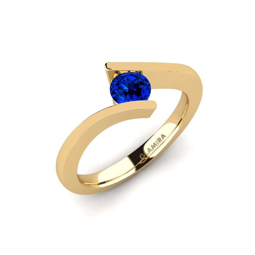14ct Yellow Gold Sapphire (Lab Created) Engagement Ring Storm