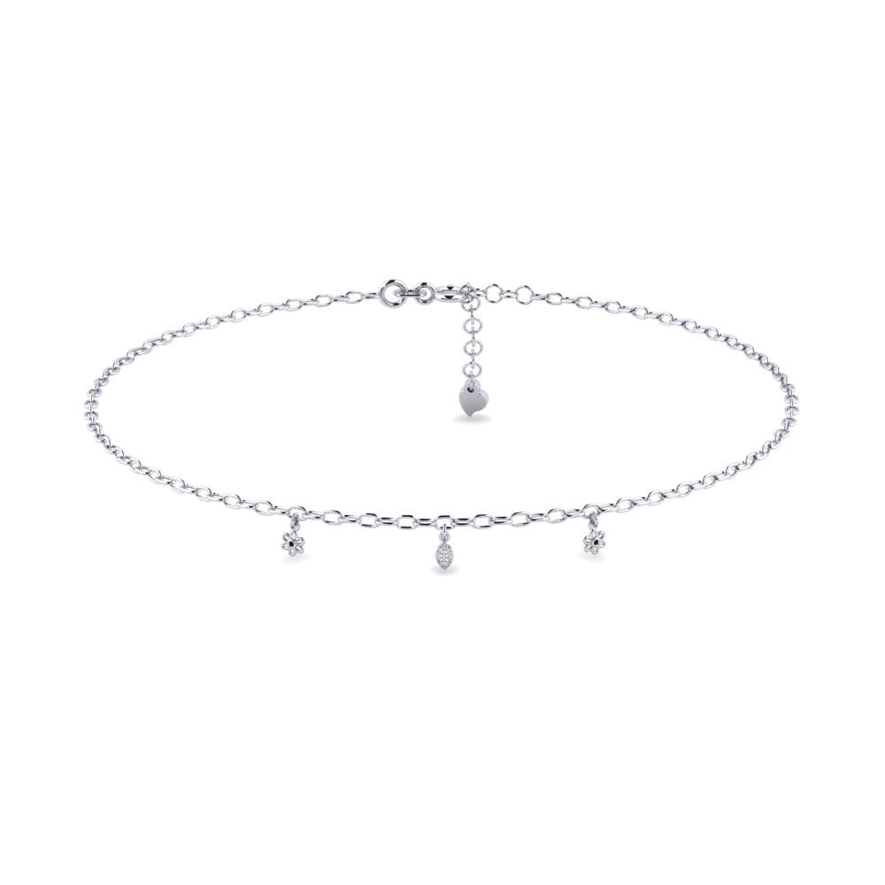 Plata 925 Zafiro negro Tobillera de mujer Avenir