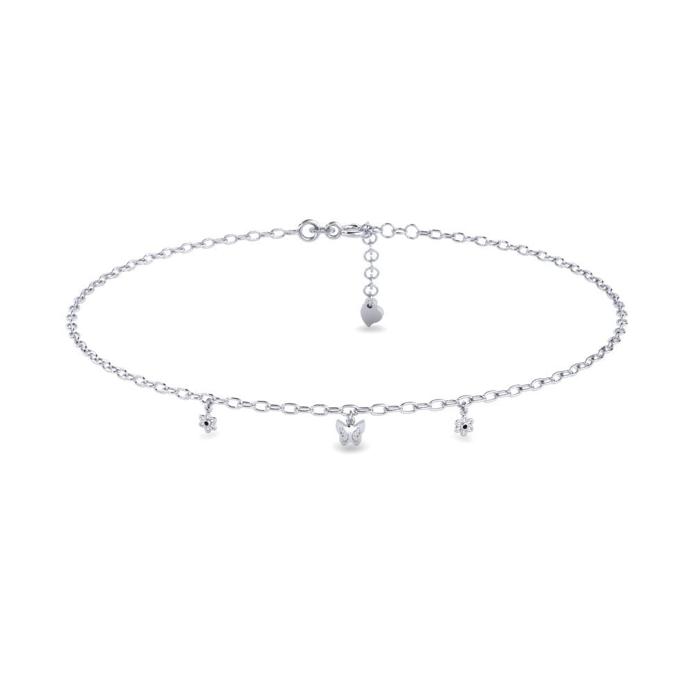 Plata 925 Zafiro negro Tobillera de mujer Avenue