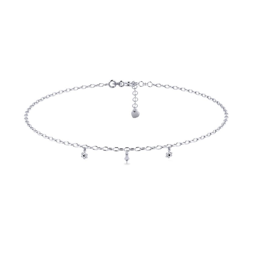 Plata 925 Zafiro negro Tobillera de mujer Beweep