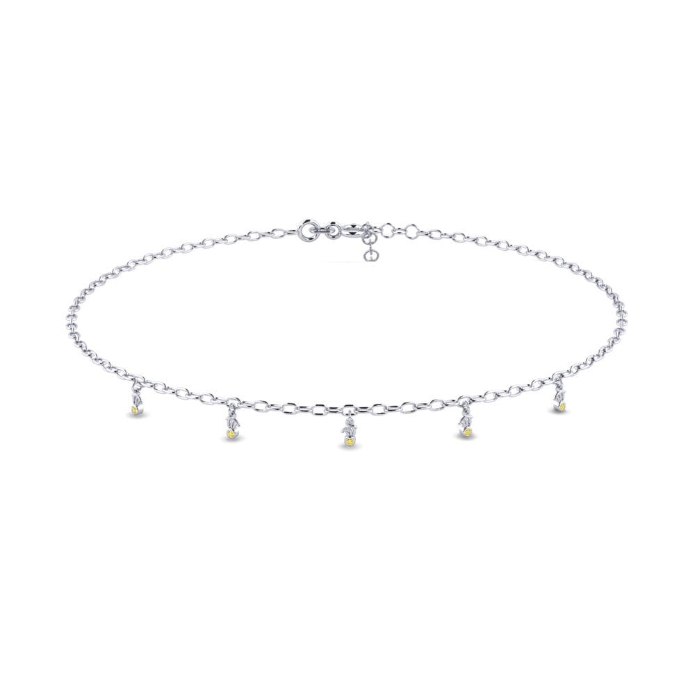 18k Oro Blanco Zafiro amarillo Tobillera de mujer Cards