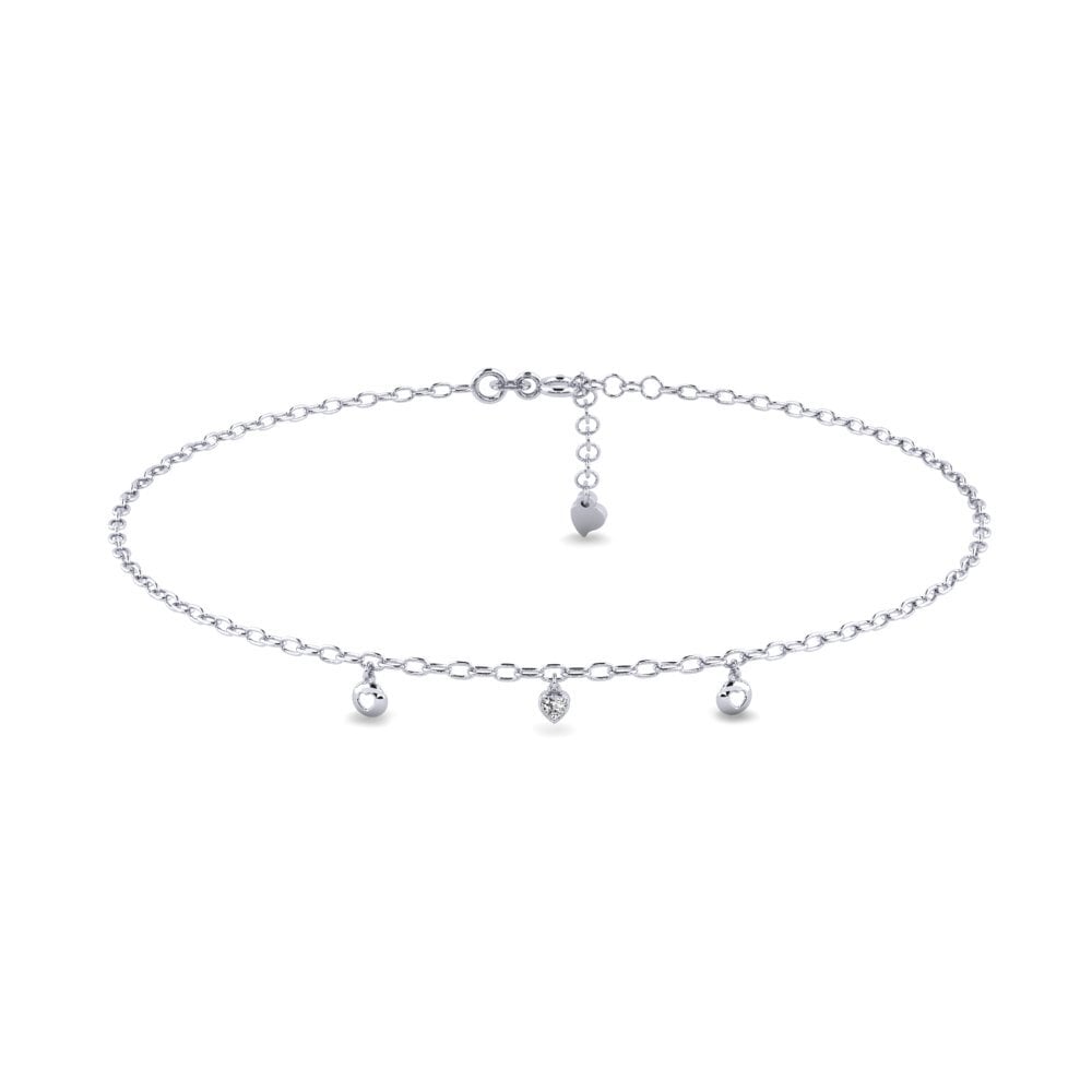 18k Oro Blanco Moissanita Tobillera de mujer Gnitulf