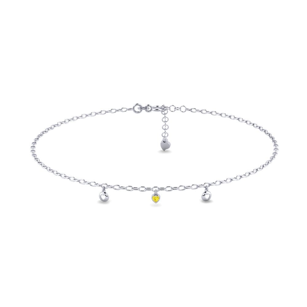 18k Oro Blanco Zafiro amarillo Tobillera de mujer Gnitulf
