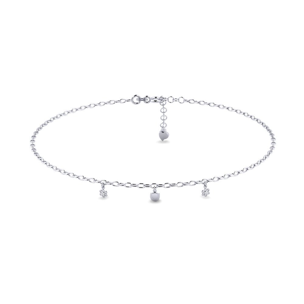 18k Oro Blanco Moissanita Tobillera de mujer Helot