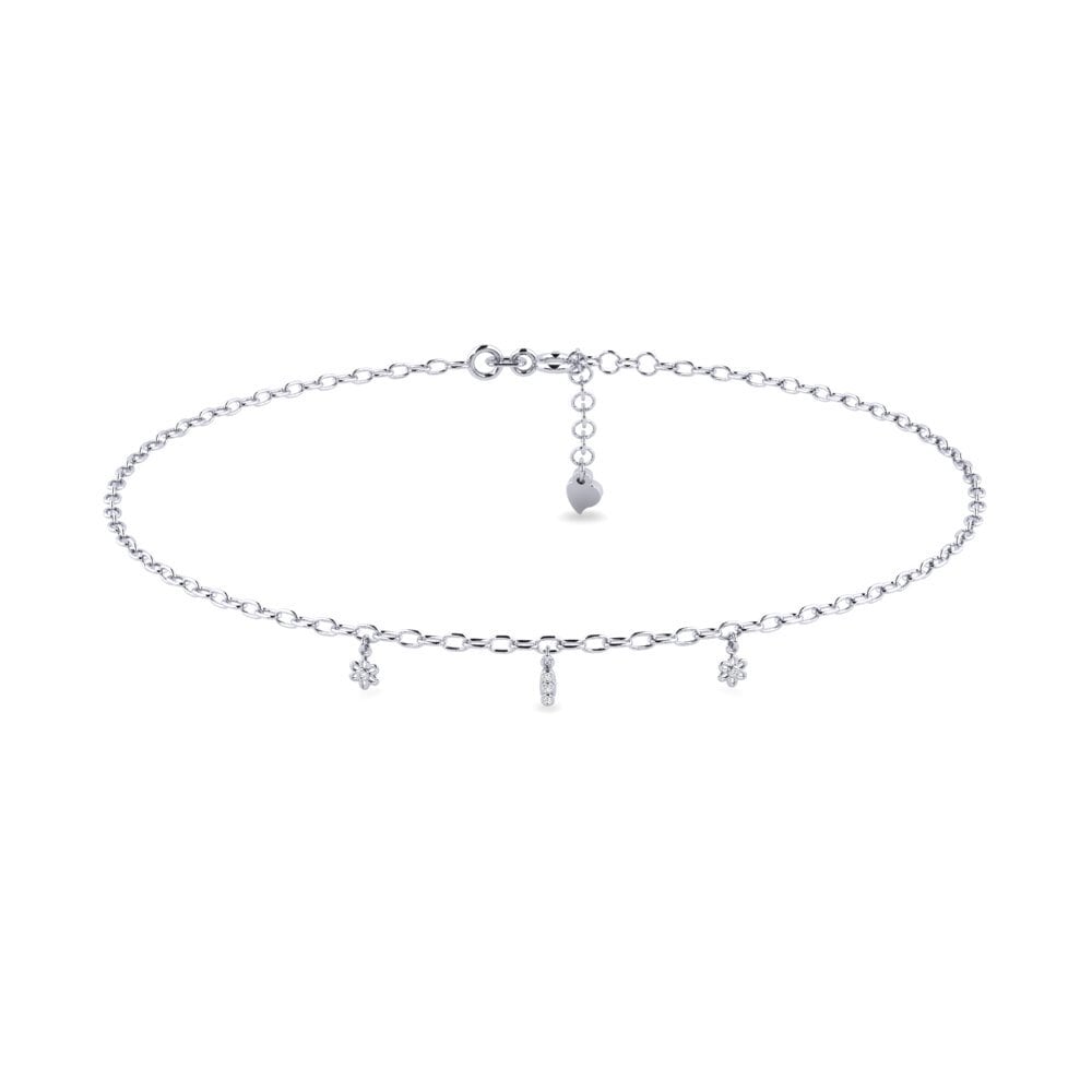 18k Oro Blanco Moissanita Tobillera de mujer Smiter