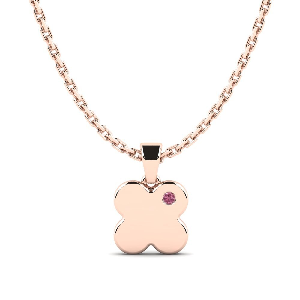 14k Oro Rosa Rodolita de Granito Colgante para Niño Agrapha